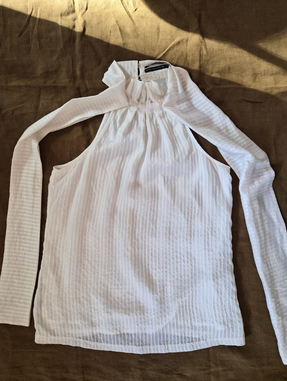 Club Monaco White Silk Tie-Neck Top